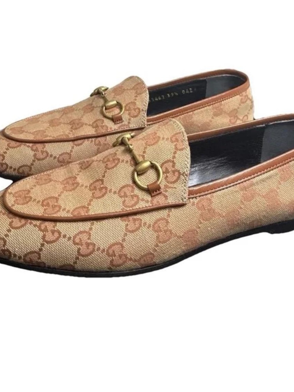 New Gucci Jordaan GG Supreme Horsebit Loafers 39.5 EU Monogram Flats
